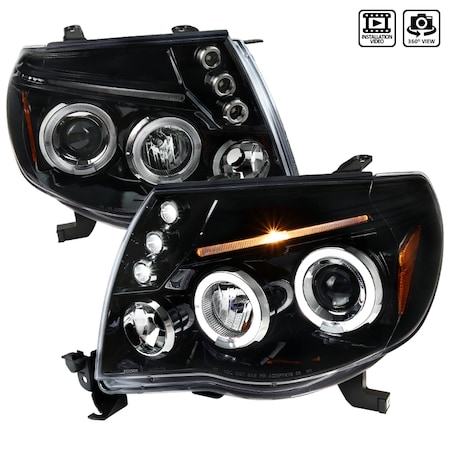 Spec-D Tuning 05-11 Toyota Tacoma Dual Halo LED Pro Headlights 2LHP-TAC06BK-TM
